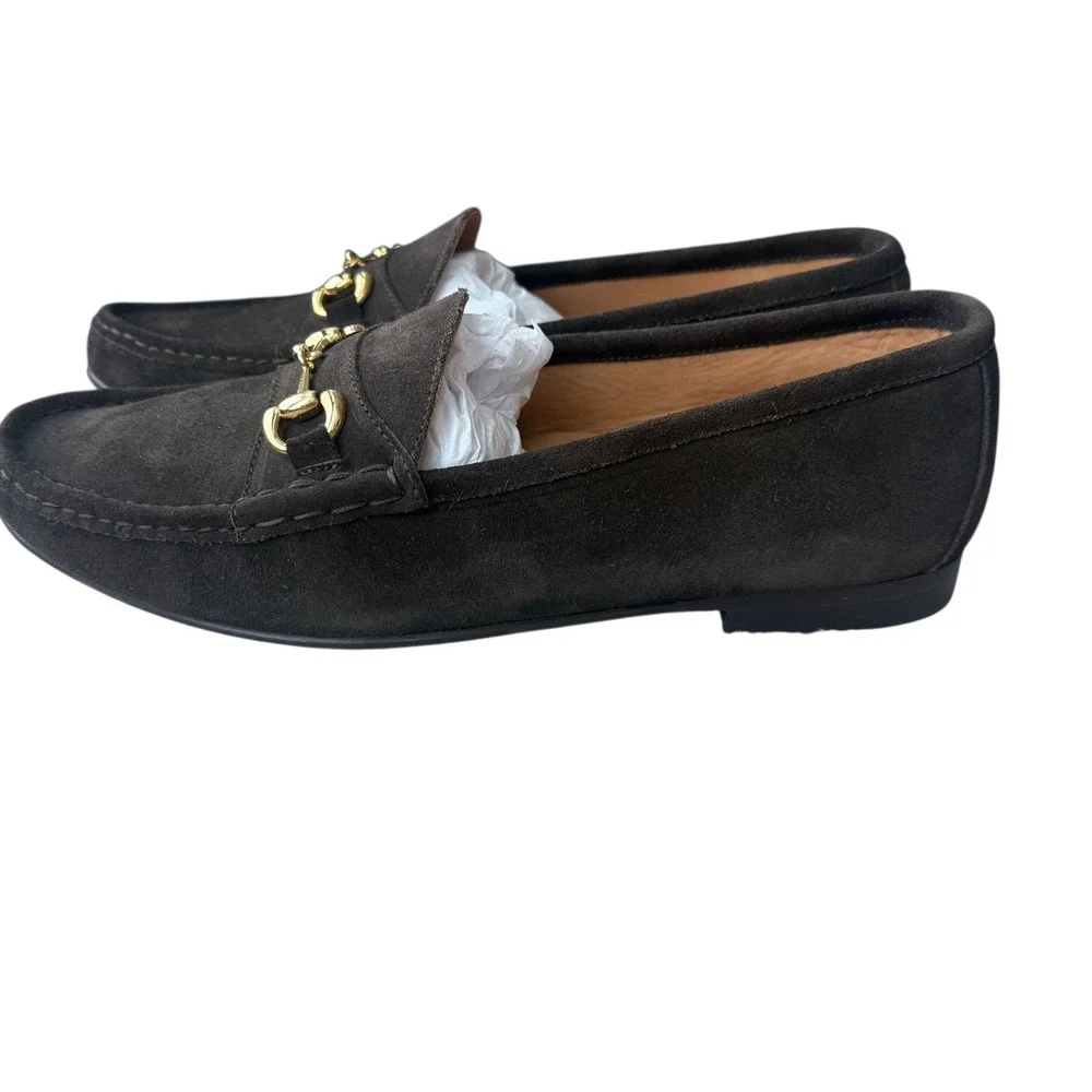 Jay Butler Suede Driving Loafers Mens 14  Dark Brown Suede Horsebit Gold Tone